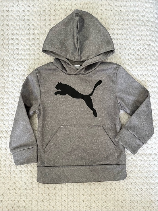 Puma Other - NWOT Puma 4T Toddler Kids Metallic Gray Black Logo Hoodie Athleisure Cozy Soft